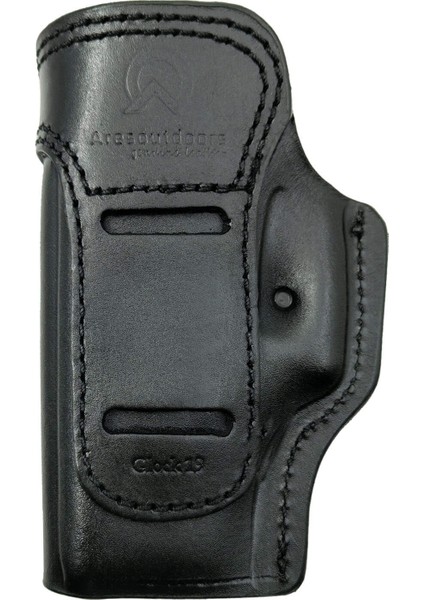 Glock 19 Uyumlu Yönü Değişebilir Gerçek Deri Iç-Dış Siyah Silah Kılıfı