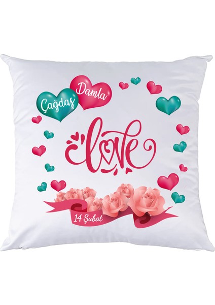 14 Şubat Sevgililer Günü Hediyesi İsimli Love Yastık