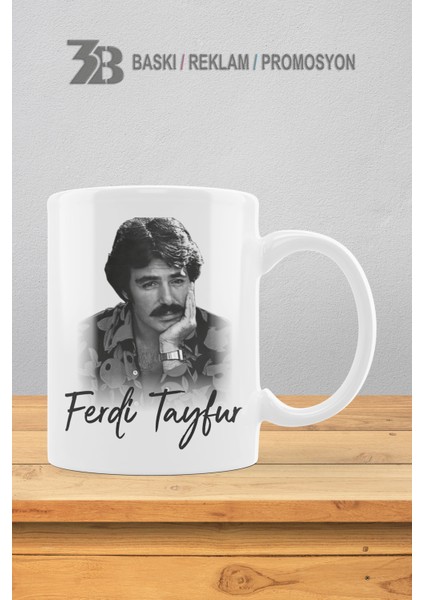 Ferdi Tayfur Temalı Porselen Kupa Bardak-3BFERDİ001