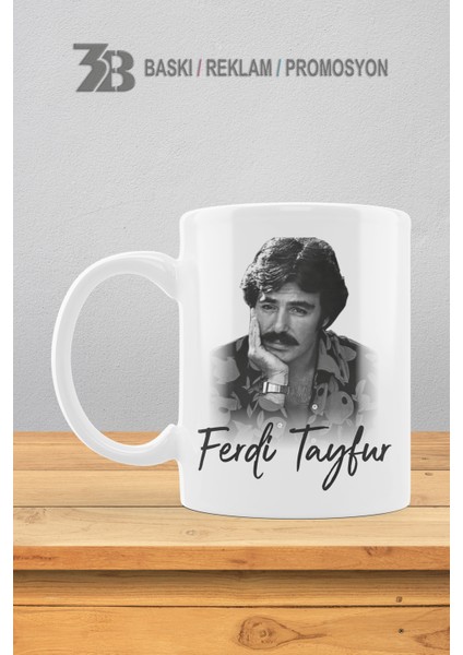 Ferdi Tayfur Temalı Porselen Kupa Bardak-3BFERDİ001