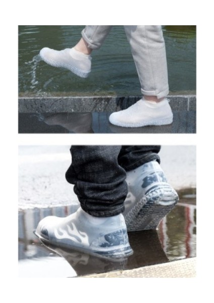 Silikon Ayakkabı Kılıfı Kaymaz Su Kir Geçirmez M Beden Beyaz fiyatları