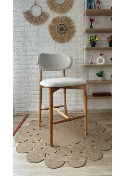 Concept Polo Bar Sandalyesi Teddy Krem Kumaş Naturel Ahşap Ada Sandalye fiyatları