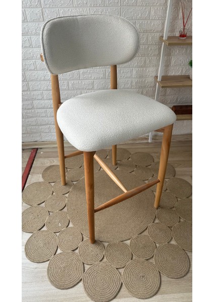 Concept Polo Bar Sandalyesi Teddy Krem Kumaş Naturel Ahşap Ada Sandalye modelleri