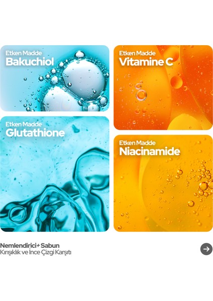 Nemlendirici+ Bakuchiol ve Vitamin C Katkılı Yüz Bakım Sabunu - Elastikiyet ve Canlandırıcı Etki - 100GR