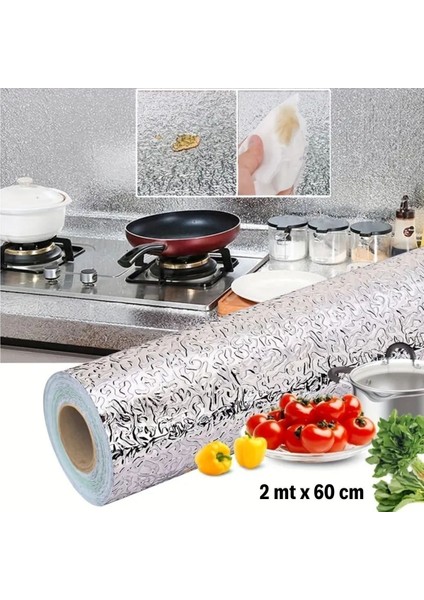 ® Rulo Gümüş Alüminyum Folyo Duvar Kağıdı, Kendinden Yapışkanlı Raf Içi, Su Geçirmez Folyo 2 mt x 60 cm modelleri