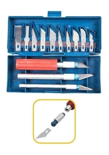 ® Zanaat 16 Parça Hobi Gravür Ahşap Heykel Çömlek Oyma Şekil Verme 13 Maket Bıçak Neşter Seti