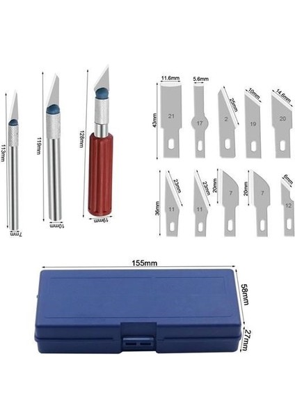 ® Zanaat 16 Parça Hobi Gravür Ahşap Heykel Çömlek Oyma Şekil Verme 13 Maket Bıçak Neşter Seti