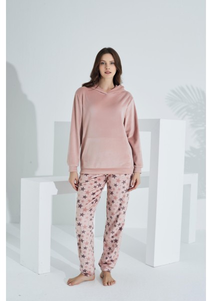 Soft Kanguru Cepli Kapşonlu Kadife Kadın Eşofman Takımı fiyatları