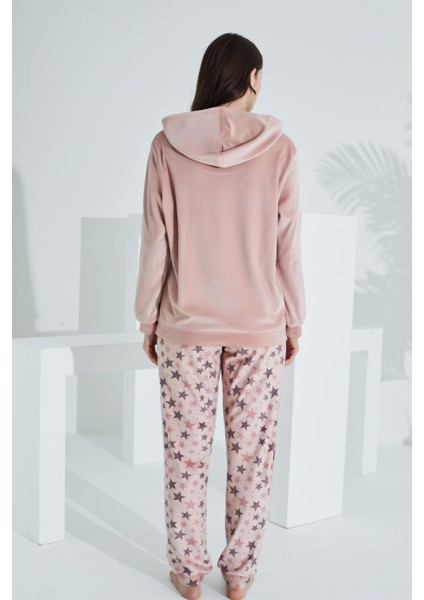 Soft Kanguru Cepli Kapşonlu Kadife Kadın Eşofman Takımı fırsatları