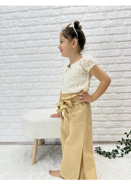 Kız Çocuk Dantel Bluzlü Takım