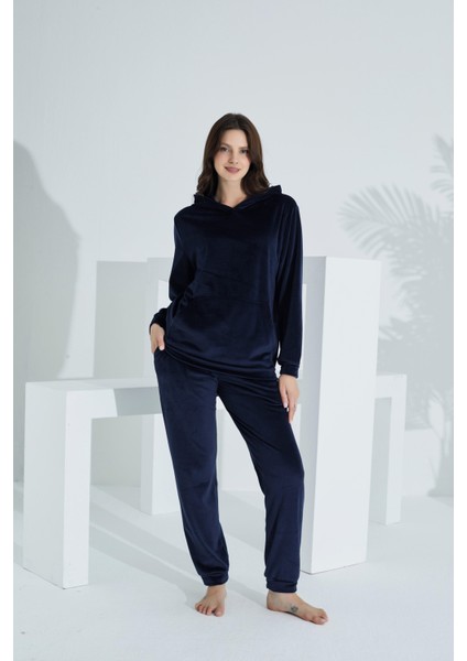 Soft Kanguru Cepli Kapşonlu Kadife Kadın Eşofman Takımı fiyatları