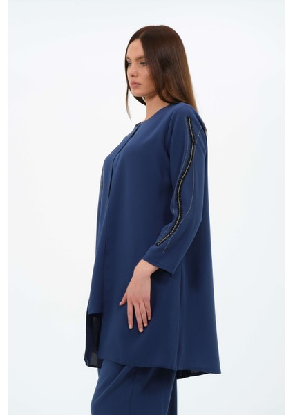 Ceysu Kadın Büyük Beden Petek Kumaş Pantolonlu Tunik Ikili Anne Abiye Takım fırsatları