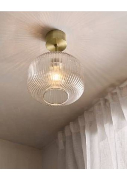 Mylights Modern Rustik Mat Gold Eskitme Kaplama Gövde Vintage Şeffaf Camlı Tavan Plofonyer Avize