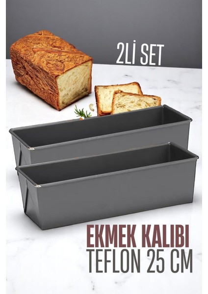 Teflon Ekmek Pişirme Kalıbı Evde Ekmek Yapımı Kalıbı 25 cm 2 Adet 721698