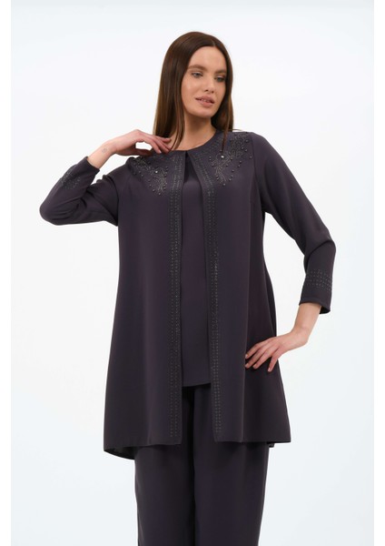 Bahargül Kadın Büyük Beden Petek Kumaş Pantolonlu Tunik Ikili Anne Abiye Takım fırsatları