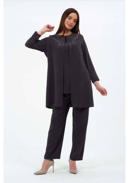 Bahargül Kadın Büyük Beden Petek Kumaş Pantolonlu Tunik Ikili Anne Abiye Takım indirimleri