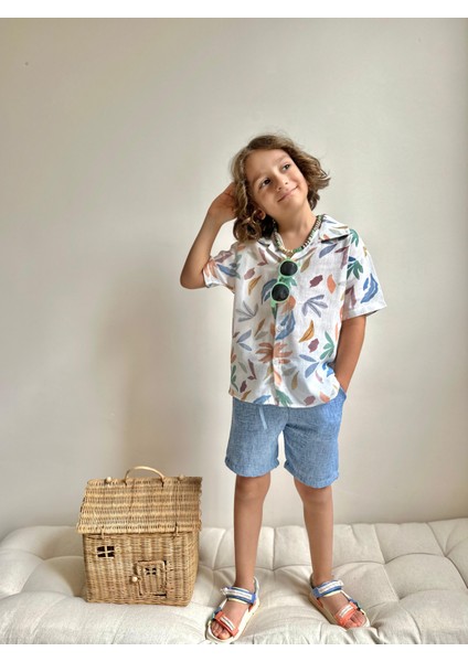 Yigit Butik Keten Şortlu Erkek Çocuk Takım
