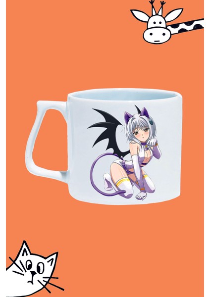 Koneko Karakter Anime High School Dxd Tasarım Baskılı Beyaz Lüks Sap Kupa Bardak