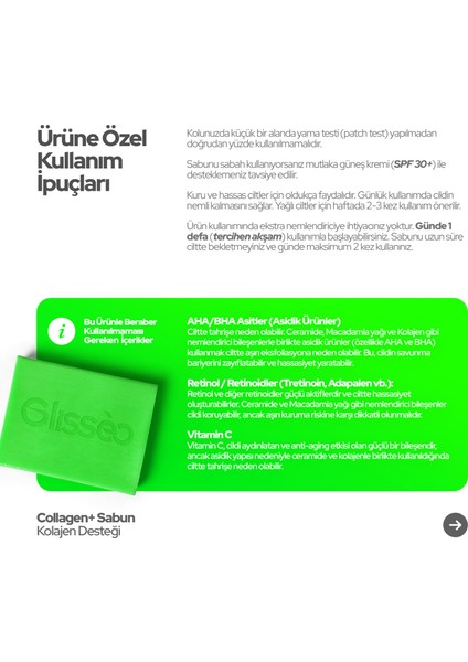 Collagen+ Ceramide ve Macadamia Katkılı Yüz Bakım Sabunu Kolajen ile Yenilenme Etkisi 100GR