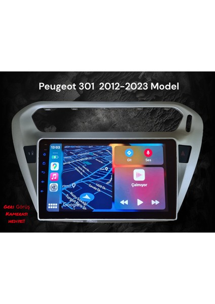 Peugeot 301 2012-2023 Yıl Uyumlu 9 Inç Android Multimedya Carplay+Android Auto+Navigasyon