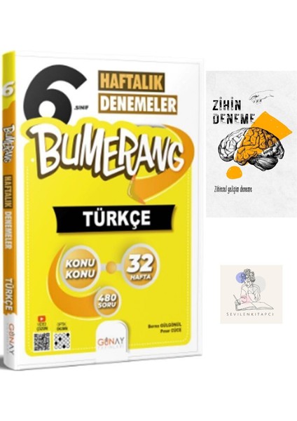 Günay Yayıncılık 6.Sınıf Bumerang Türkçe Haftalık Deneme+Zihin Deneme+Krm-1505