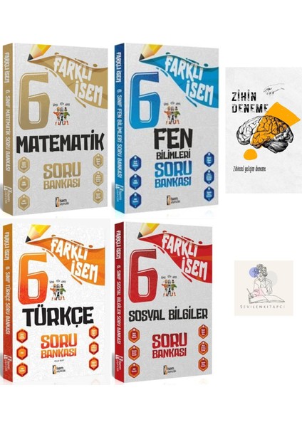 Isem Yayıncılık 6.Sınıf Farklı Isem M-F-T-S 4 Branş Soru Bankası+Zihin Deneme+Krm-682