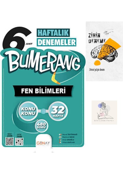 Günay Yayıncılık 6.Sınıf Bumerang Fen Haftalık Deneme+Zihin Deneme+Krm-1450