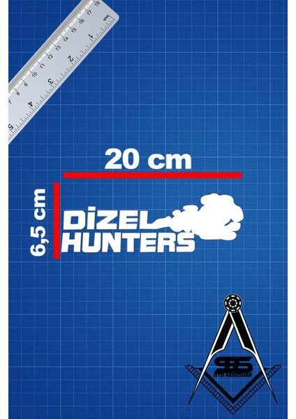 Dizel Hunters 20X6,5 Jdm Yazı Araba-Motosiklet Cam Etiket Sticker Beyaz Renk fiyatları