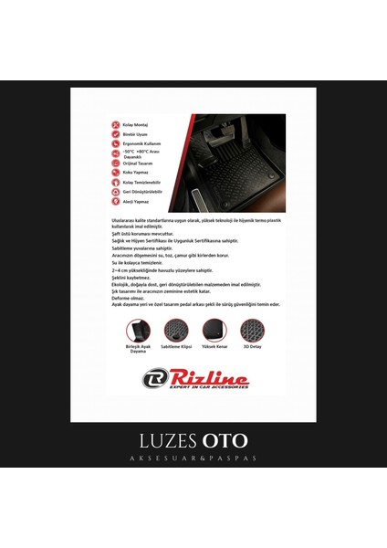 Renault Megane 4 Sedan 3D Havuzlu Paspas 2016-2017-2018-2019-2020-2021-2022-2023-2024-2025