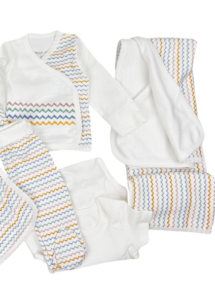 Renkli Zigzag Erkek Bebek Hastane Çıkışı 10LU Zıbın Set