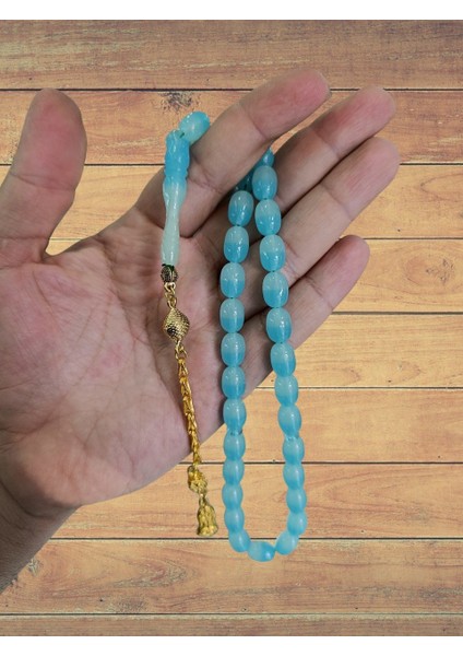 Toz Kehribar Tesbih Mavi Renk Kapsül Kesim Hediye T-829 fiyatları