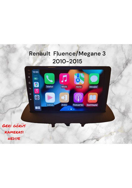 Renault Fluence/megane 3 2010-2015 Yıl Uyumlu 9 Inç Android Multimedya Carplay+Android Auto+Navigasyon