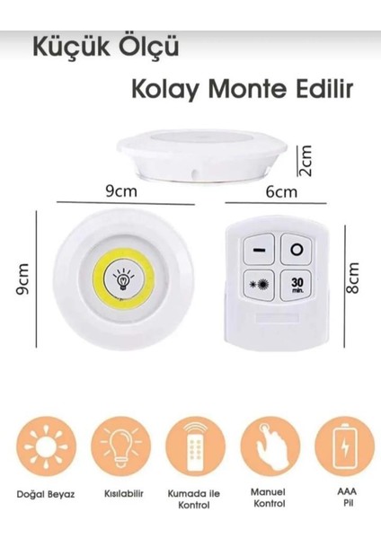 3'lü Set LED Işık Uzaktan Kumandalı Pilliğ Yapışkanlı Spot Işık V3+1 Ev Dekorasyon LED Aydınlatma fiyatları