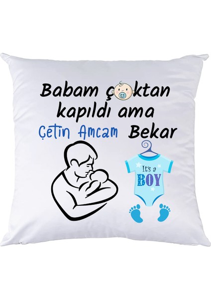 Amcam/dayım Bekar Erkek Bebek Yenidoğan Hediyesi Yastık