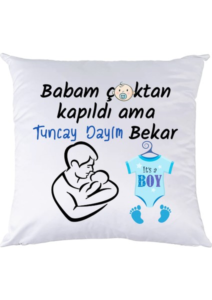 Amcam/dayım Bekar Erkek Bebek Yenidoğan Hediyesi Yastık