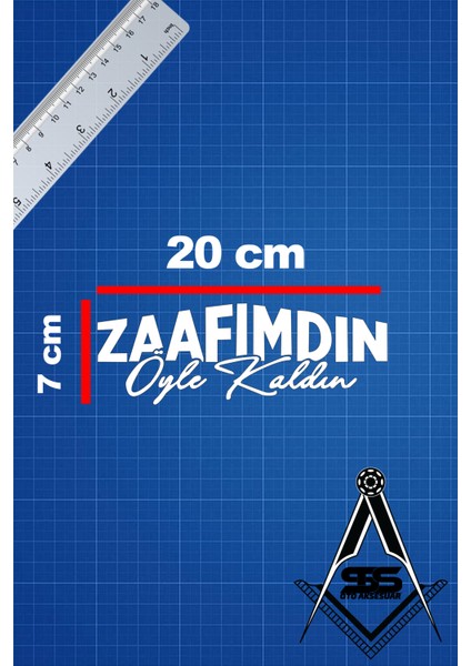 Zaafımdın Öyle Kaldın 20X7 Jdm Yazı Araba-Motosiklet Cam Etiket Sticker Beyaz Renk