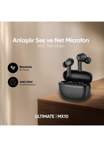 Ultimate ZMX10 Anc-Enc Bluetooth 5,4 Bluetooth Kulaklık Type C Hızlı Şarj Özellikli