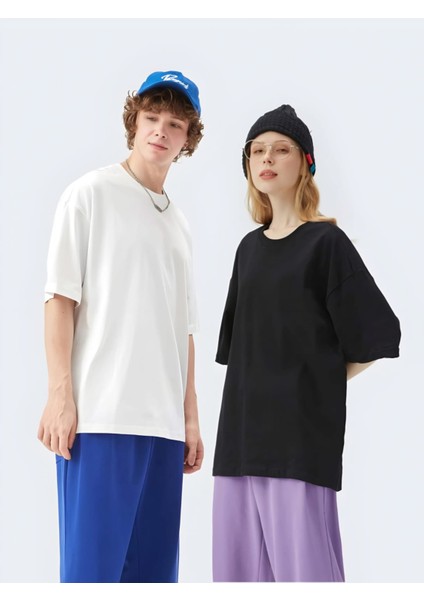 Unisex Oversize Ikili Kısa Kollu Basic T-Shirt Set