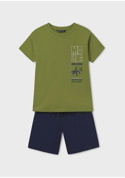 Yazlık Erkek Çocuk T-Shirt Şort Takım - Yeşil