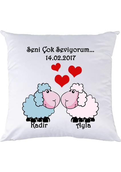 Aşık Kuzular Sevgiliye Hediye Isimli Yastık