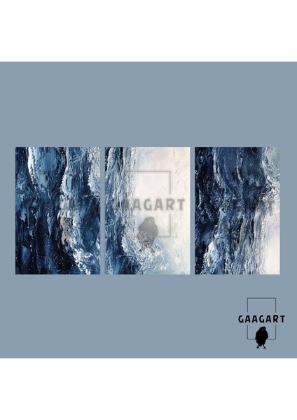 3\'lü Kanvas Salon Duvar Tablosu Deniz Dalgası Görünümlü Soyut indirimleri