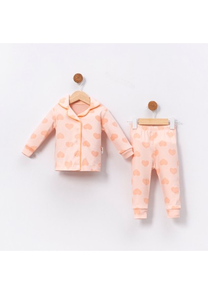 Kalpli Pamuklu Kız Bebek Pijama Takımı