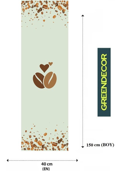 Coffee Kahve Bohem Desenli Özel Tasarım Runner Baskılı Dekoratif Masa Örtüsü Modern Ev Dekorasyonu