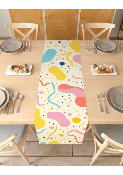 Etnik Çiçek Bohem Desenli Özel Tasarım Runner Dijital Baskılı Dekoratif Masa Örtüsü Ev Dekorasyonu