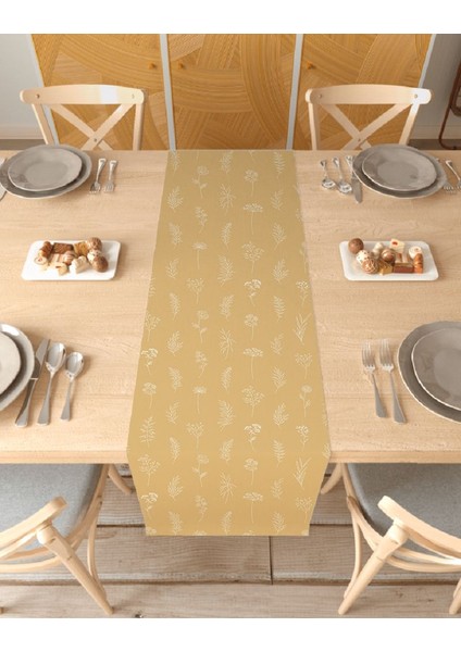 Çiçek Bohem Desenli Özel Tasarım Runner Dijital Baskılı Dekoratif Masa Örtüsü Modern Ev Dekorasyonu