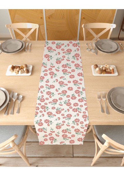 Etnik Çiçek Bohem Desenli Özel Tasarım Runner Dijital Baskılı Dekoratif Masa Örtüsü Ev Dekorasyonu