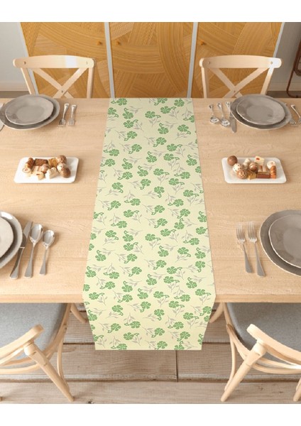 Etnik Çiçek Bohem Desenli Özel Tasarım Runner Dijital Baskılı Dekoratif Masa Örtüsü Ev Dekorasyonu