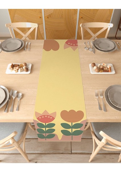 Çiçek Bohem Desenli Özel Tasarım Runner Dijital Baskılı Dekoratif Masa Örtüsü Şık Ev Dekorasyonu