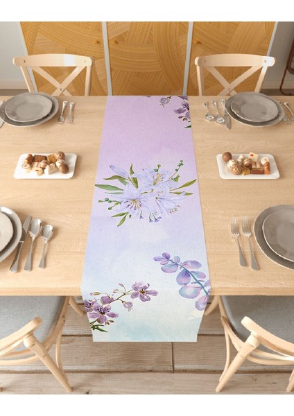 Çiçek Bohem Desenli Özel Tasarım Runner Dijital Baskılı Dekoratif Masa Örtüsü Modern Ev Dekorasyonu