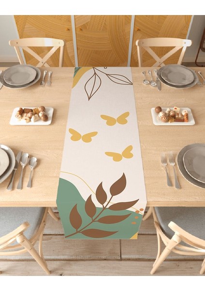 Çiçek Bohem Desenli Özel Tasarım Runner Dijital Baskılı Dekoratif Masa Örtüsü Şık Ev Dekorasyonu